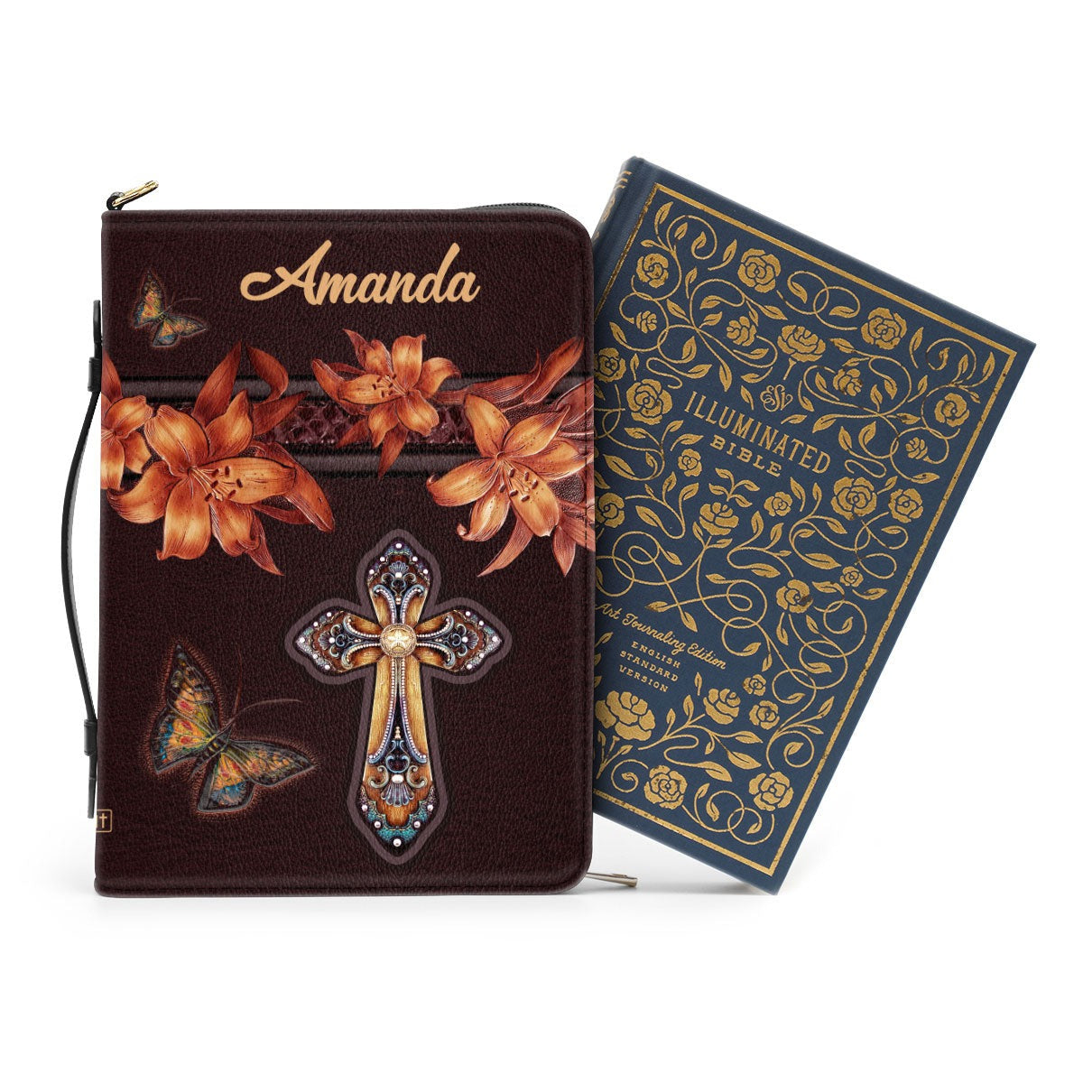 Be still and know that I AM GOD Personalized Leather Bible Cover With Handle, Best Gift For Worship Members, Christian Gift, Bible Covers Jesus Gifts